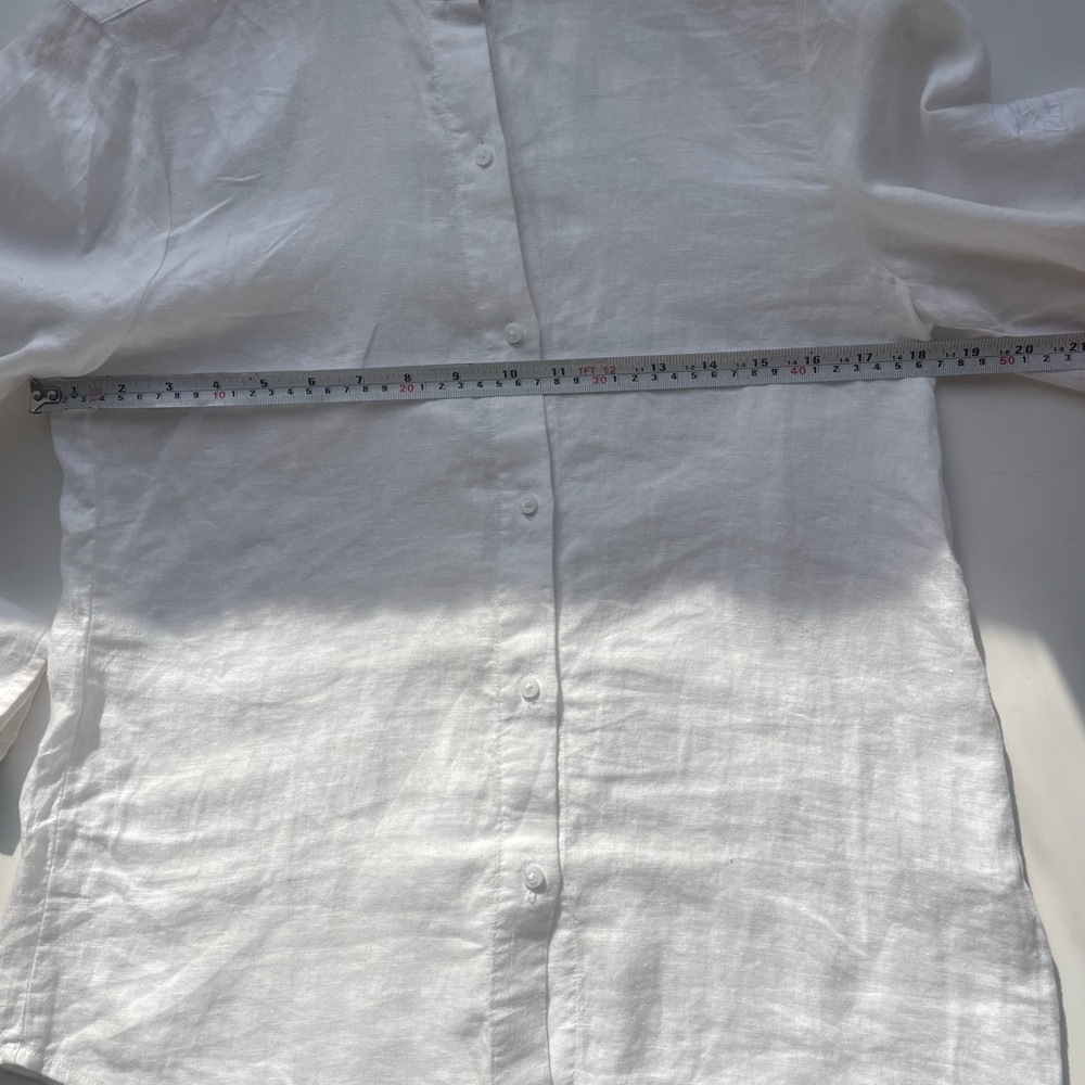 Club Monaco Linen Embroidered Blouson Sleeve Top XS White Minimalist Romantic - Picture 6 of 10